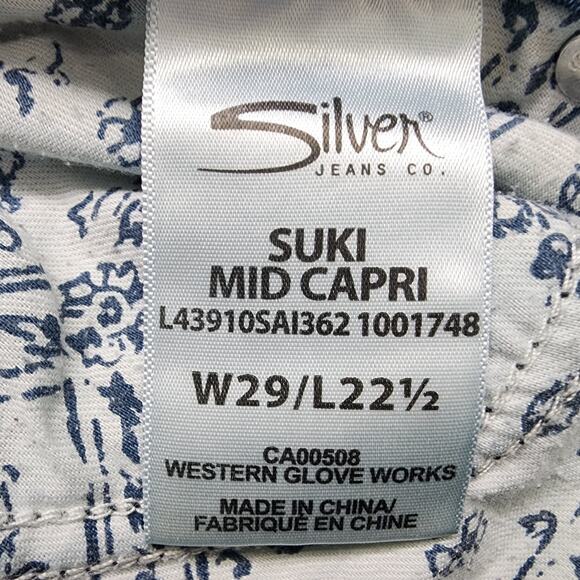 Silver Jeans Women W29/L22 1/2 Blue Dark Wash Suki Mid Capri Fluid Stretch Denim - Picture 9 of 15